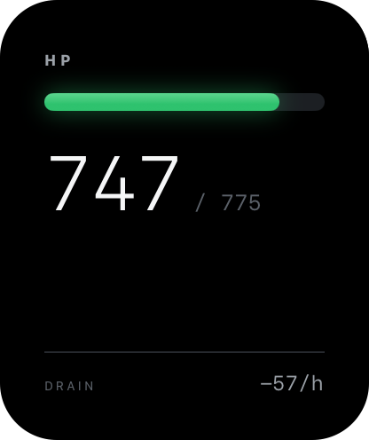 Apple Watch: HP 747 / 775, Drain −57/h